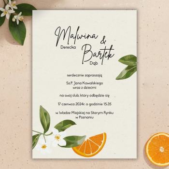 Zaproszenia ślubne Sycylijskie pomarańcze - zdjęcie 1