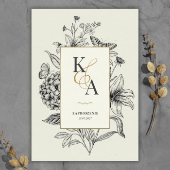 Zaproszenia ślubne Botaniczne vintage - zdjęcie 1