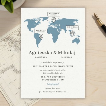 Zaproszenia ślubne Minimalistyczna podróż - zdjęcie 1