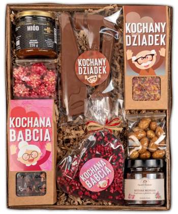 Kosz prezentowy na dzień babci i dziadka prezent zestaw słodyczy - zdjęcie 1