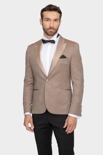 Kremowy garnitur żakardowy. - zdjęcie 1