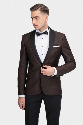 Brązowy smoking z wełny 130s Zignone. - zdjęcie 1