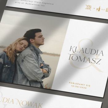 Zaproszenia ślubne Eleganckie ze zdjęciem - zdjęcie 1