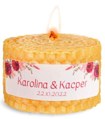 Świeczka naturalna z węzy pszczelej - podziękowania dla gości - zdjęcie 1