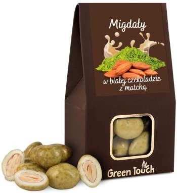 Migdały w białej czekoladzie z zieloną herbatą matcha 100 g - zdjęcie 1