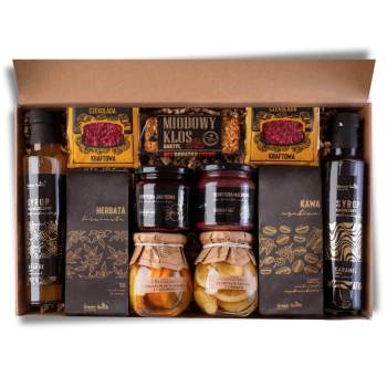 Duży zestaw prezentowy kosz herbata kawa syropy czekolady cytryny konfitury - zdjęcie 1