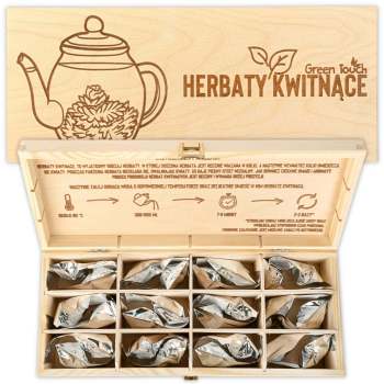 Zestaw herbat kwitnących 24 szt w skrzynce na prezent - herbaciarka, grawer - zdjęcie 1