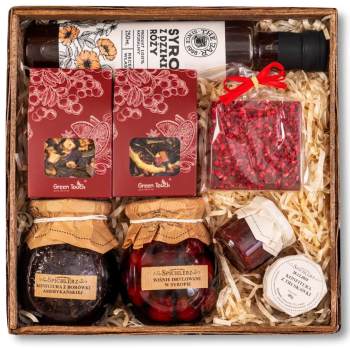 Kosz prezentowy upominek czekolada owoce konfitury herbaty syrop naturalny - zdjęcie 1