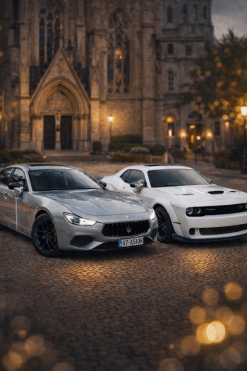 Biały Dodge Chellenger | Auto do ślubu Chojnice, pomorskie