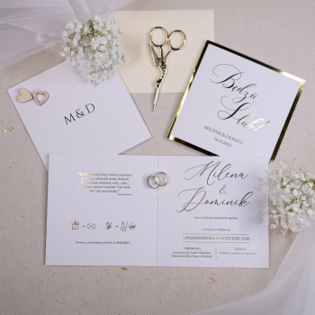 Frame– złocone zaproszenie ślubne | wariant Signa - zdjęcie 1
