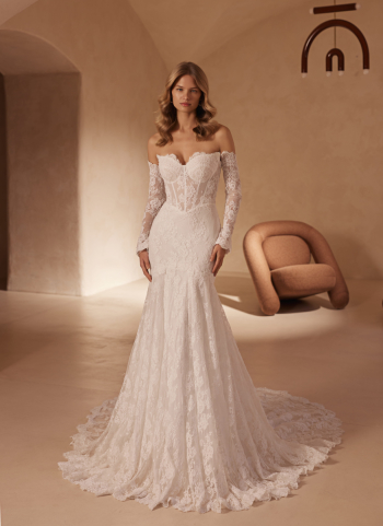 Suknia typu syrenka z koronki z baskijską talią 5889 - zdjęcie 1