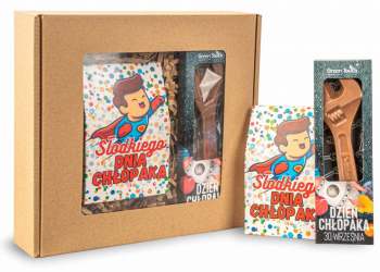 Prezent na dzień chłopaka zestaw słodyczy cukierki draże i czekolada w pudełku - zdjęcie 1