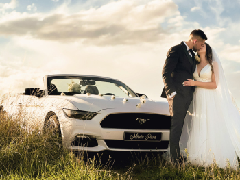 Ford Mustang biały kabriolet | Auto do ślubu Kraków, małopolskie