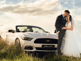 Ford Mustang biały kabriolet | Auto do ślubu Kraków, małopolskie