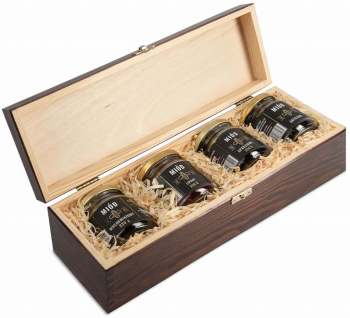 Zestaw miodów premium w skrzynce z grawerem na prezent podziękowania - zdjęcie 1