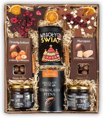 Kosz prezentowy świąteczny prezent z herbatami i słodkościami - zdjęcie 1